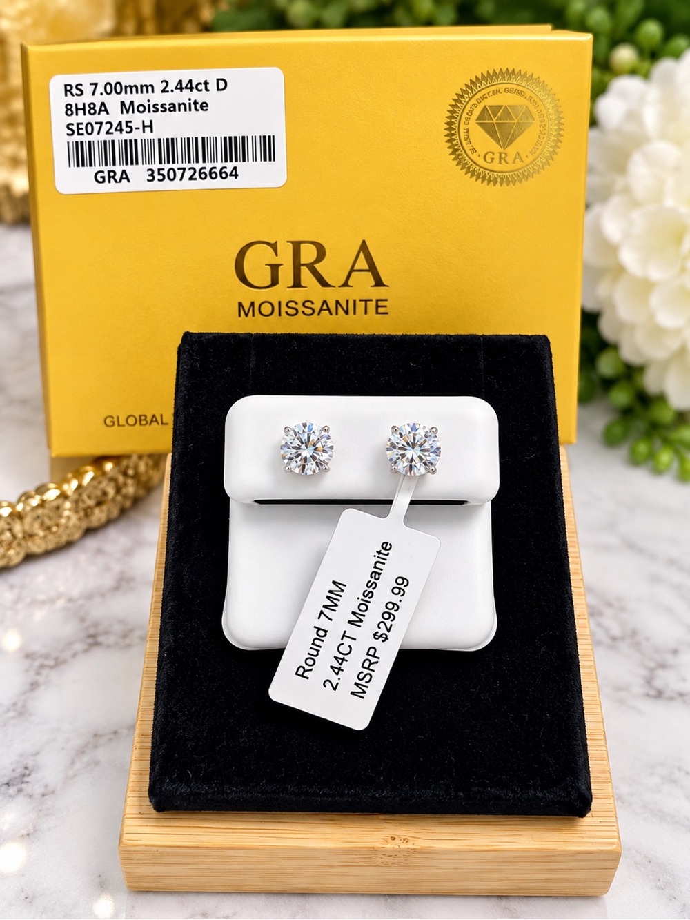 Sterling silver and moissanite stud earrings with GRA $300 retail